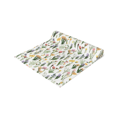 Spring Floral Table Runner - Cotton Twill - Available in 2 sizes: 16" x 72" and 16" x 90".