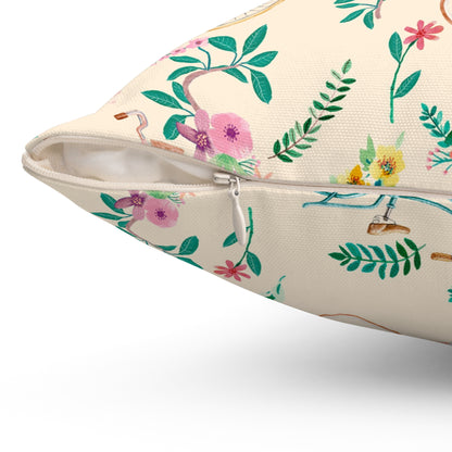 Spring Bicycle Square Throw Pillow - Spun Polyester - Double-Sided Print - Concealed Zipper - Available in 4 sizes