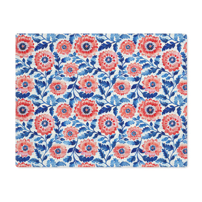 Whimsical Batik Blossoms Placemat - 18" x 14".