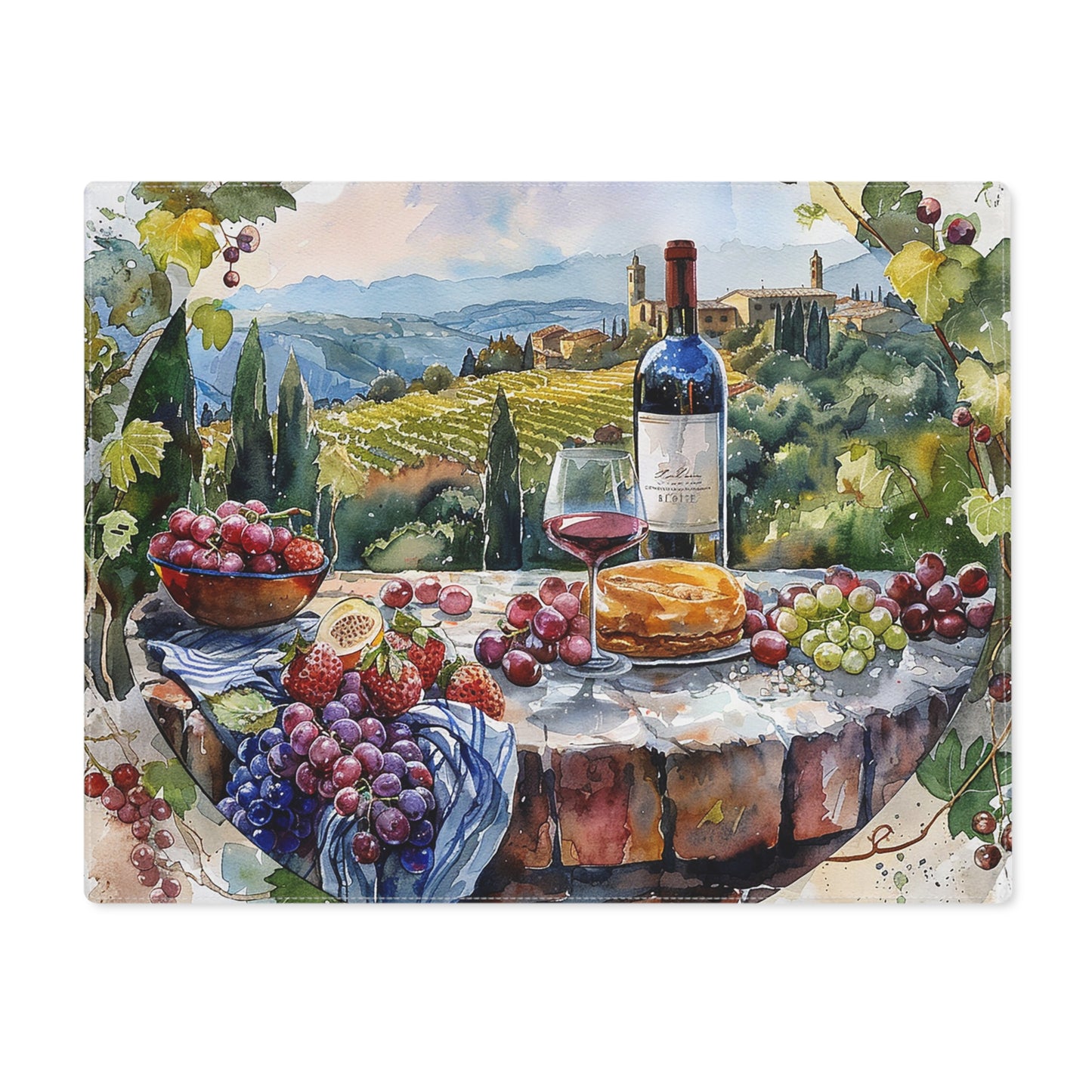Tuscan Vineyard Vignette Placemat - 18" x 14".