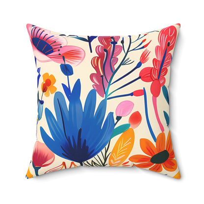 Happy Heartfelt Blooms Square Throw Pillow - Spun Polyester - Double-Sided Print - Concealed Zipper - Available in 4 sizes