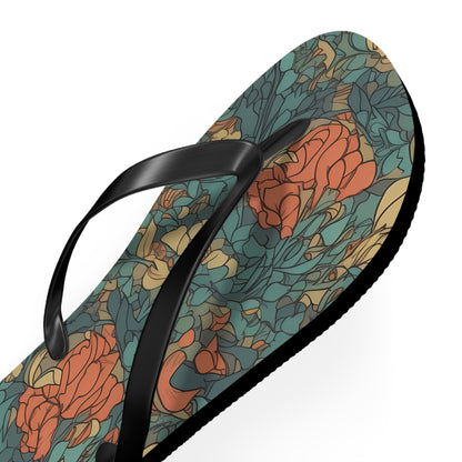 Bohemian Stained Glass Serenity Flip Flops. 5/8" Thick Comfortable Summer or Winter Gym/Sauna Footwear for Men and Women.