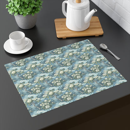 Vintage Floral Blue Botanical Placemat - 18" x 14".