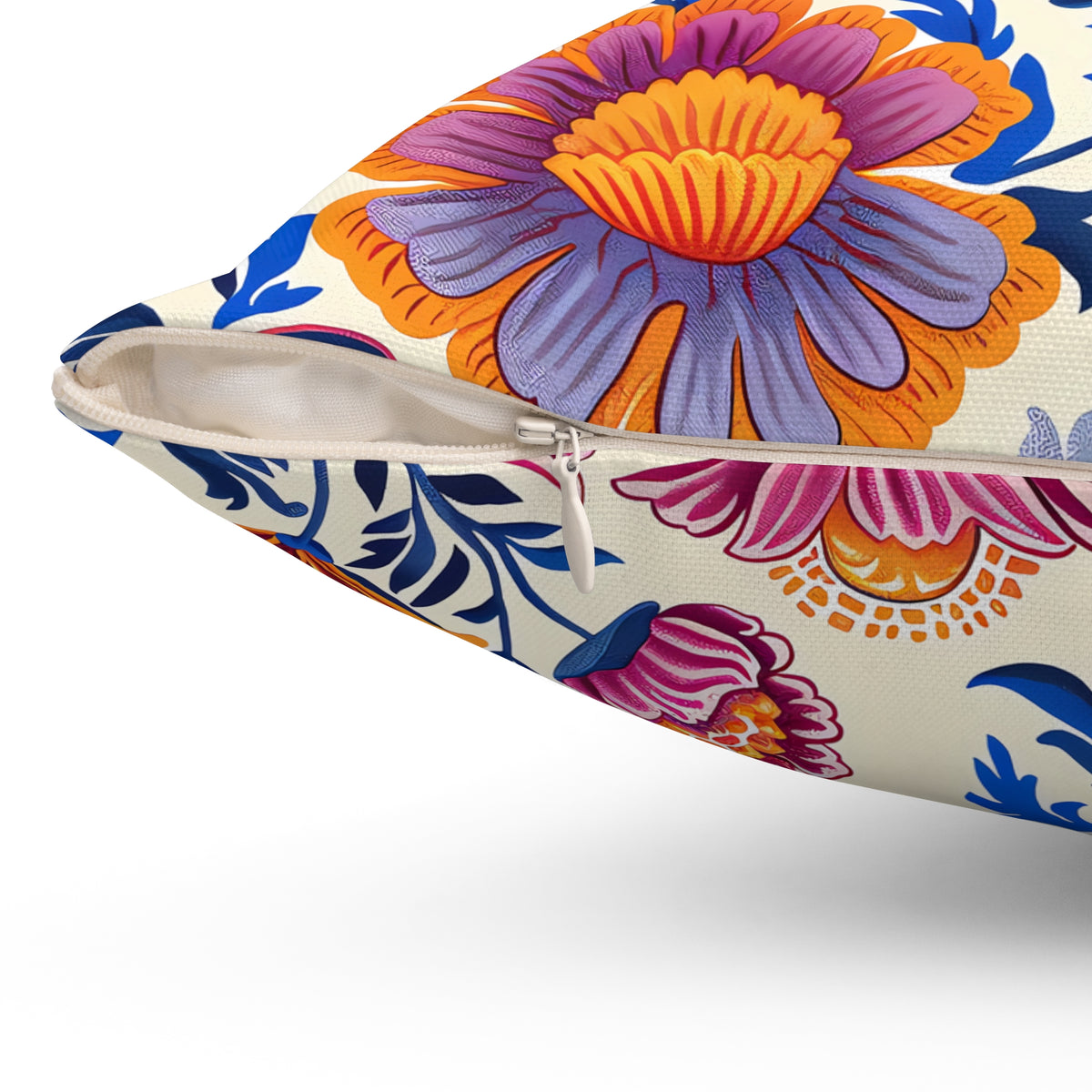 Regal Blossom Square Throw Pillow - Spun Polyester - Double-Sided Print - Concealed Zipper - Available in 7 sizes