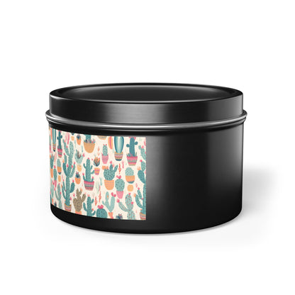 Desert Bloom Boom Tin Candle. Desert Blooms in a Tin. Available in 2 sizes, 3 finishes, and 5 scents.