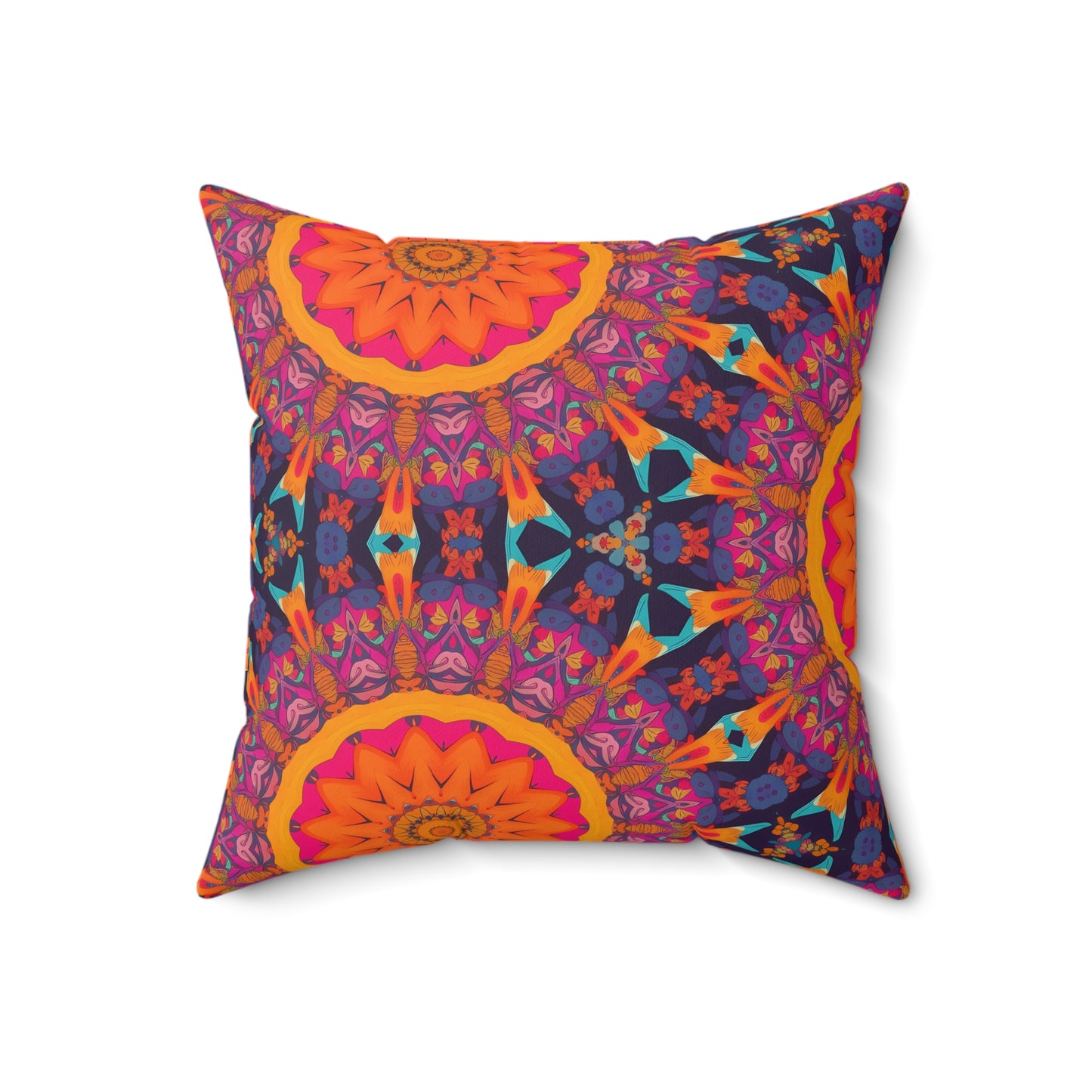 Fiery Mosaic Magic Square Throw Pillow - Spun Polyester - Double-Sided Print - Concealed Zipper - Available in 7 sizes