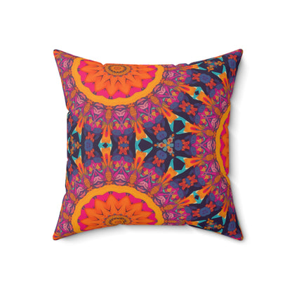 Fiery Mosaic Magic Square Throw Pillow - Spun Polyester - Double-Sided Print - Concealed Zipper - Available in 7 sizes