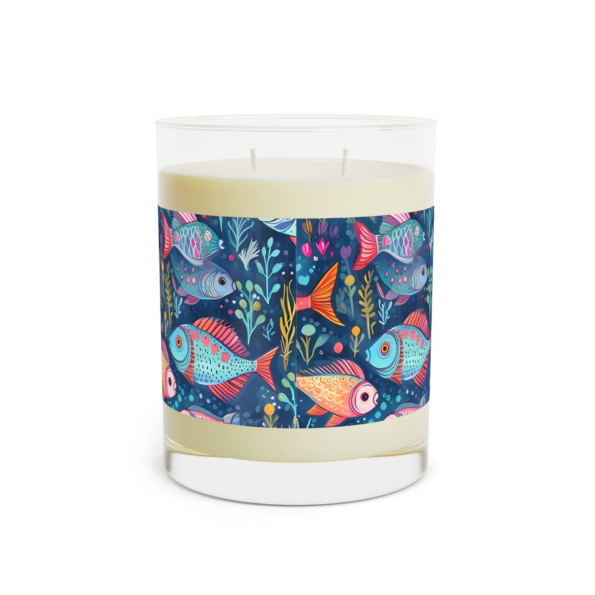 Fun Fish 100% Soy Wax Scented Candle - 11 oz. Full-Glass, Phthalate-Free & Lead-Free - Three Fragrance Options