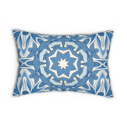 Delft Blue Star Tile Lumbar Pillow - Spun Polyester - Double-Sided Print - Concealed Zipper - 20" x 14"