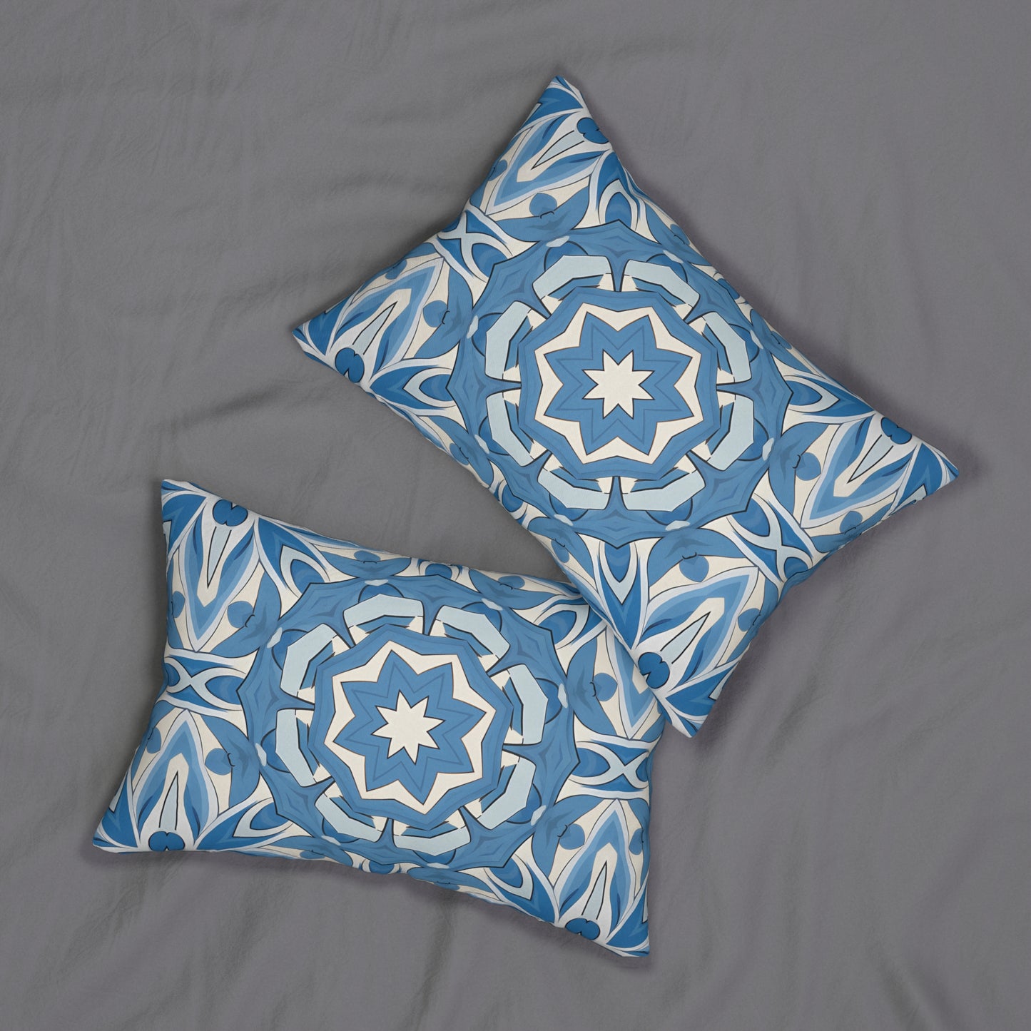 Delft Blue Star Tile Lumbar Pillow - Spun Polyester - Double-Sided Print - Concealed Zipper - 20" x 14"