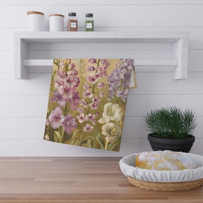 Gladiolus Grace Kitchen Towel - Cotton Twill - 18" x 30" - Sweep into a Floral Fantasy - Elegance in Every Wipe!