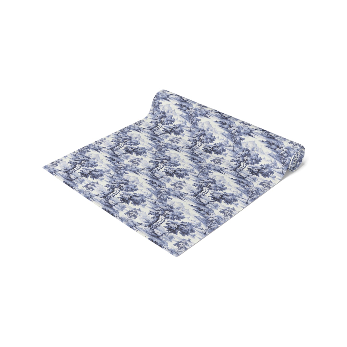 Blue & White English Countryside Table Runner - Cotton Twill - Available in 2 sizes: 16" x 72" and 16" x 90".