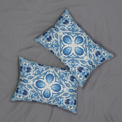 Dutch Blue Tile Lumbar Pillow - Spun Polyester - Double-Sided Print - Concealed Zipper - 20" x 14"