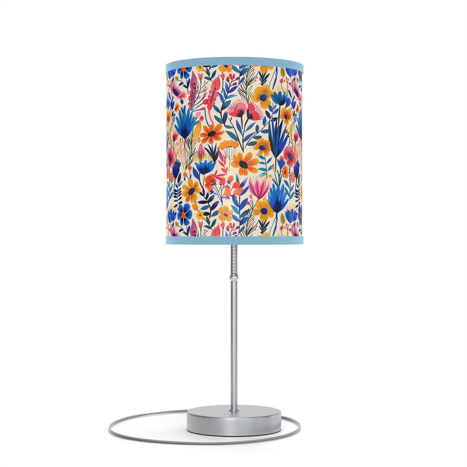 Springtime Whimsy Modern Table Lamp. 20" Tall, Metal Stand, US|CA Plug, Available in 2 Finishes & Multiple Trim Colors