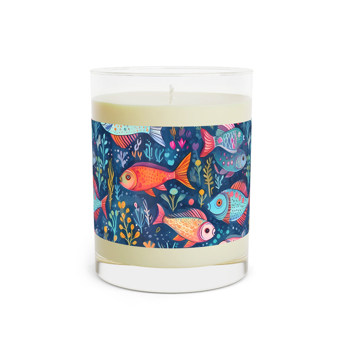 Fun Fish 100% Soy Wax Scented Candle - 11 oz. Full-Glass, Phthalate-Free & Lead-Free - Three Fragrance Options