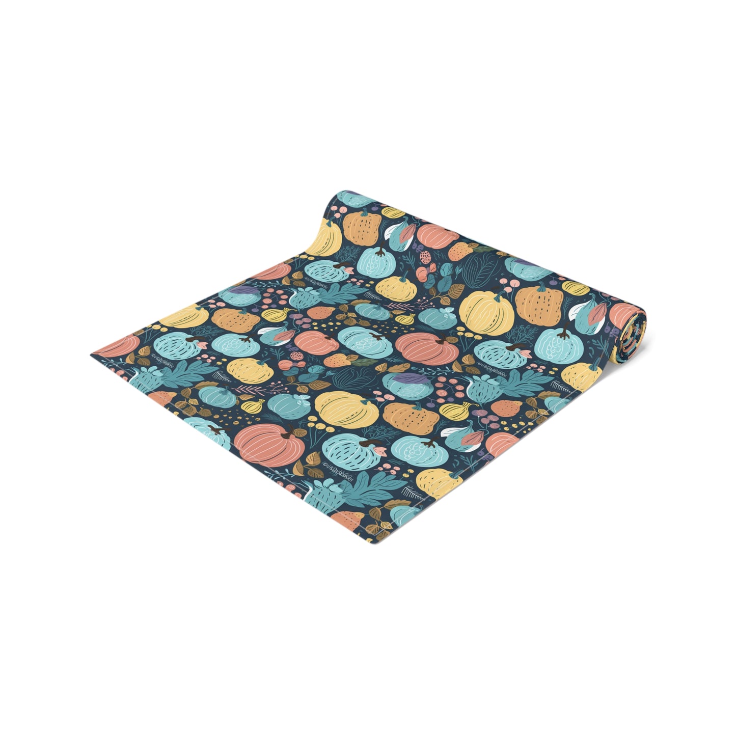 Fall Pumpkin Dance Table Runner - Cotton Twill - Available in 2 sizes: 16" x 72" and 16" x 90".