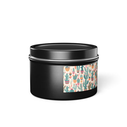 Desert Bloom Boom Tin Candle. Desert Blooms in a Tin. Available in 2 sizes, 3 finishes, and 5 scents.