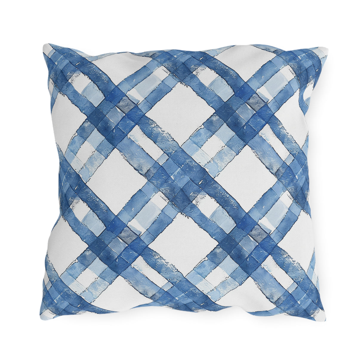 Blue Breeze Gingham Square Outdoor Pillow - Spun Polyester - Double-Sided Print - UV-Resistant - Water-Resistant - Available in 3 sizes.