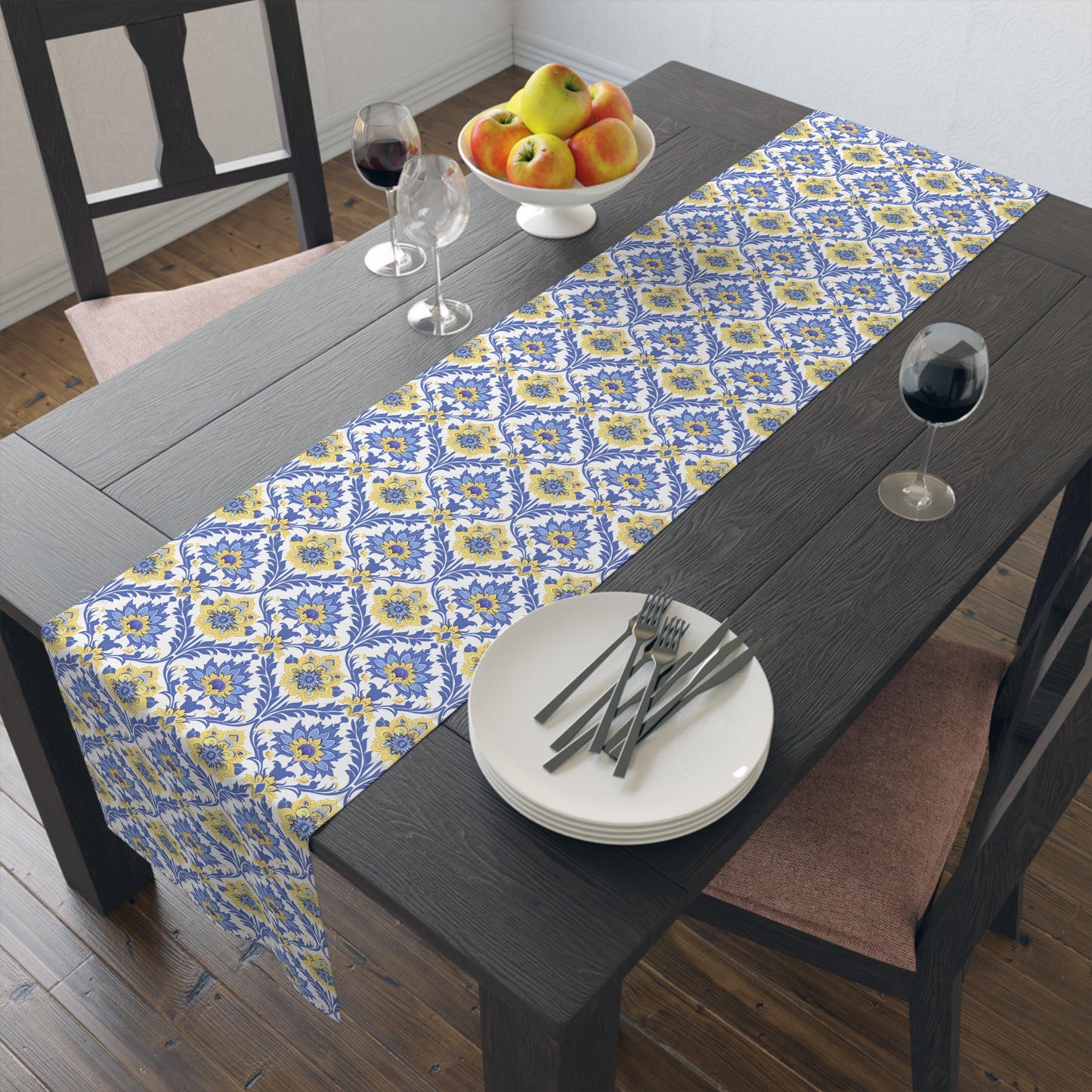 Heritage Bloom Table Runner - Cotton Twill - Available in 2 sizes: 16" x 72" and 16" x 90".