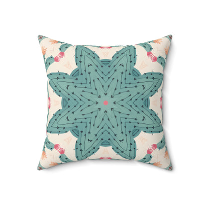 Desert Cactus Star Tile Square Throw Pillow - Double Sided Print - Concealed Zipper - Available in 4 sizes.
