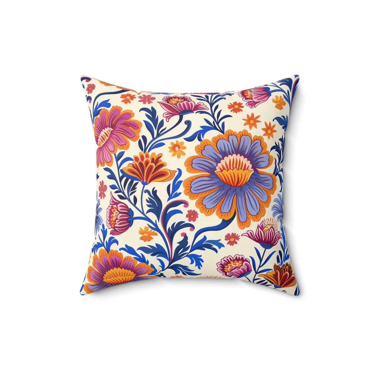 Regal Blossom Square Throw Pillow - Spun Polyester - Double-Sided Print - Concealed Zipper - Available in 7 sizes
