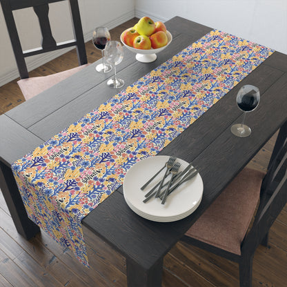 Coral Bloom Harmony Table Runner - Cotton Twill - Available in 2 sizes: 16" x 72" and 16" x 90".