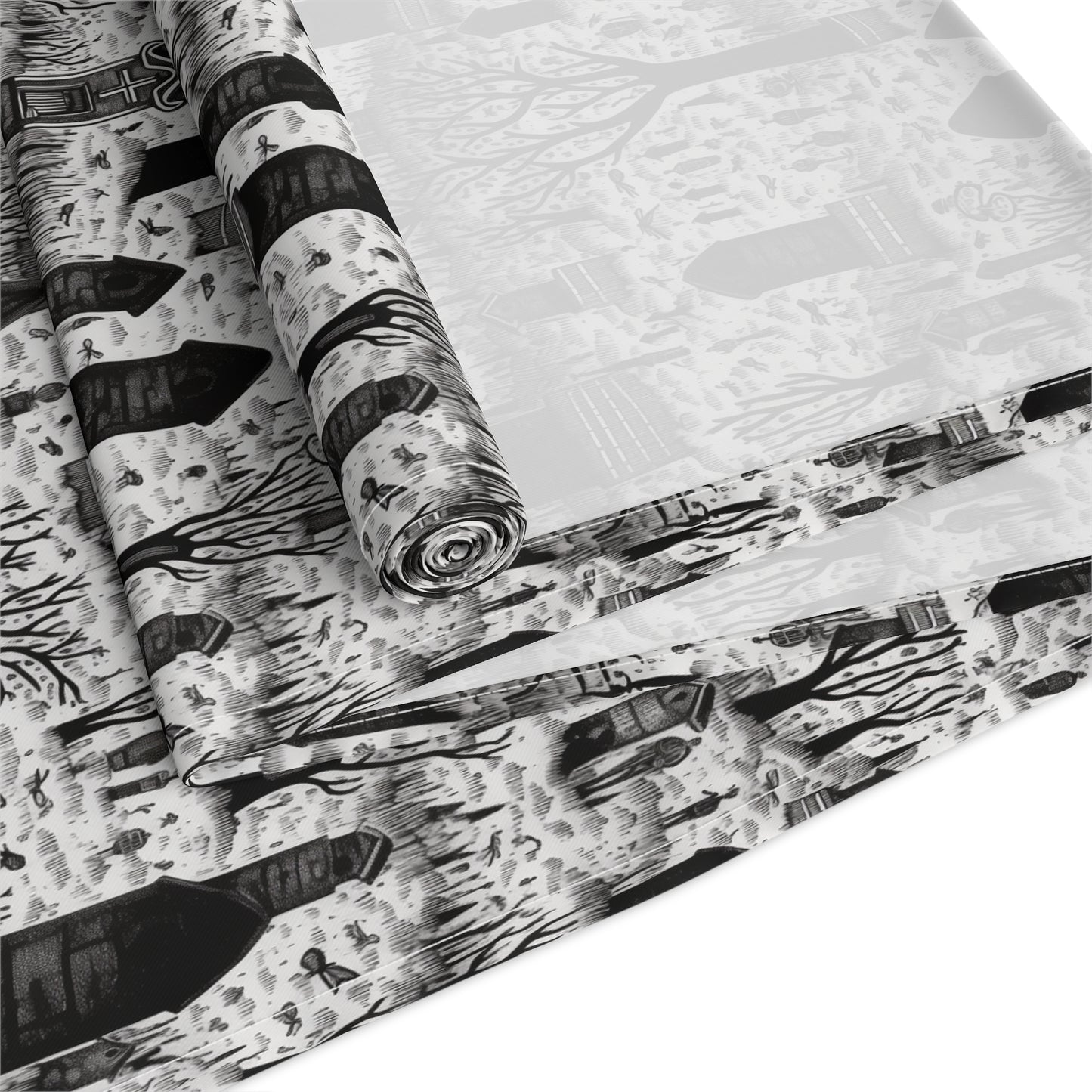 Spooky Gothic Cemetery Chic Halloween Table Runner - Cotton Twill - Available in 2 sizes: 16" x 72" and 16" x 90".