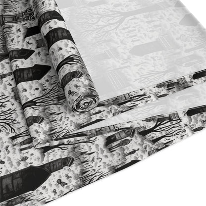 Spooky Gothic Cemetery Chic Halloween Table Runner - Cotton Twill - Available in 2 sizes: 16" x 72" and 16" x 90".