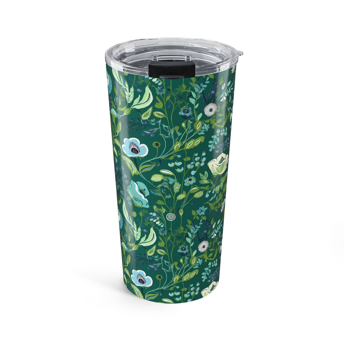 Serene Green Floral Insulated Tumbler - 20 oz. Stainless Steel, Glossy Finish