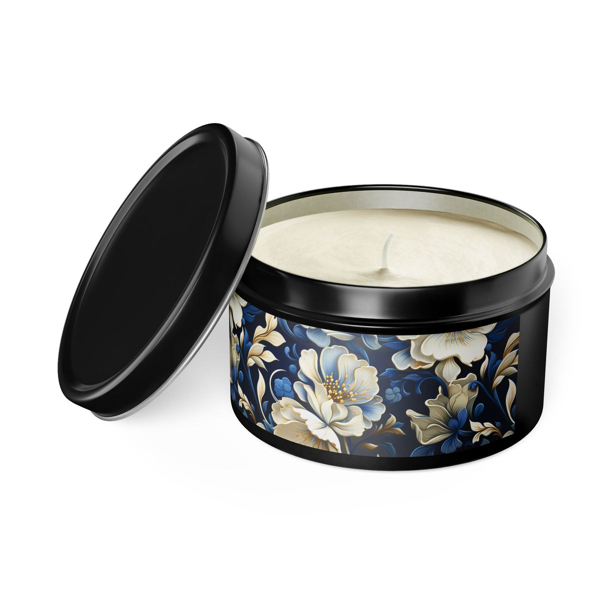 Whitman Floral Tin Candle. A Poet's Garden in a Tin. Available in 2 sizes, 3 finishes, and 5 scents.