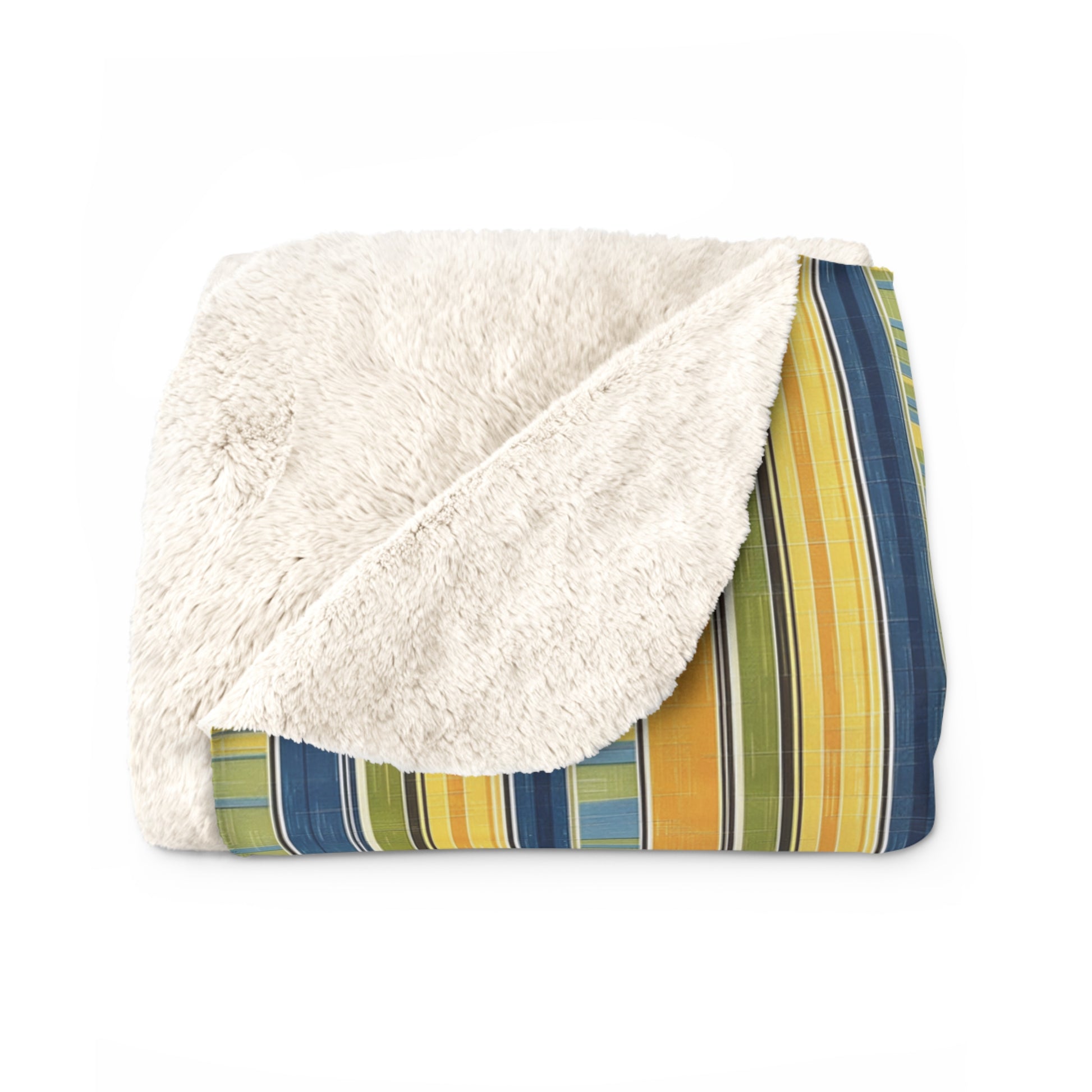 Summer Stripes Delight Sherpa Fleece Blanket - Stripe Up Cool Summer Nights with Cozy Elegance! Available in 2 sizes.