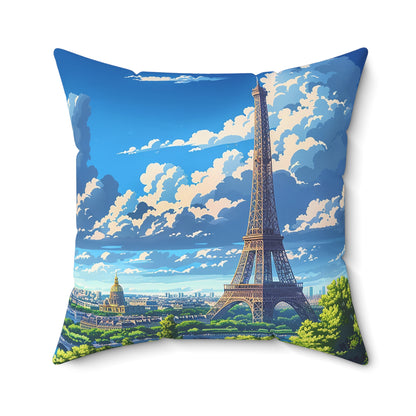 Parisian Eiffel Tower Dreamscape Square Throw Pillow - Spun Polyester - Double-Sided Print - Concealed Zipper - Available in 7 sizes