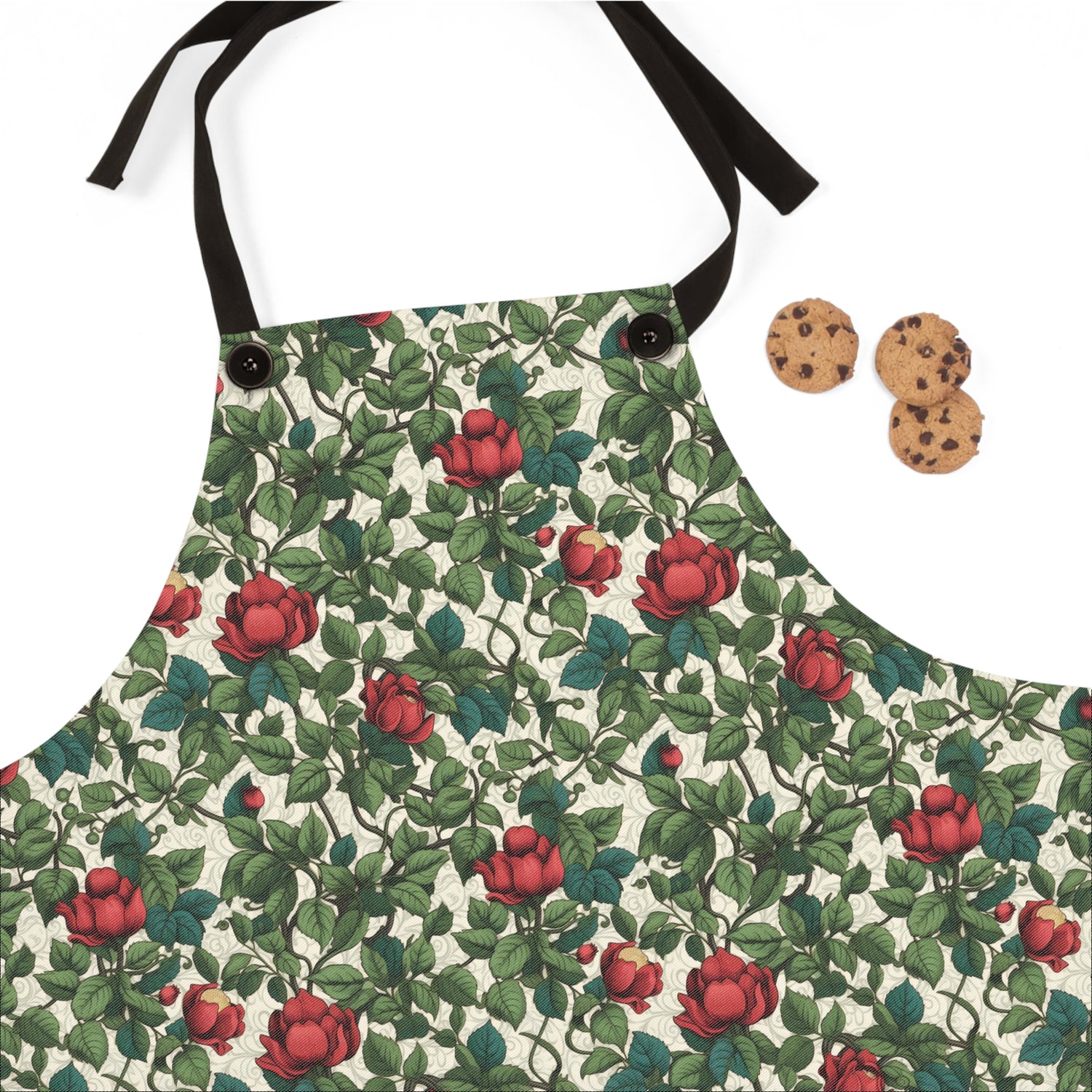 Classic Red Rose & Vine Adult Apron - Cook with Vintage Charm in our Classic Red Vine Apron!