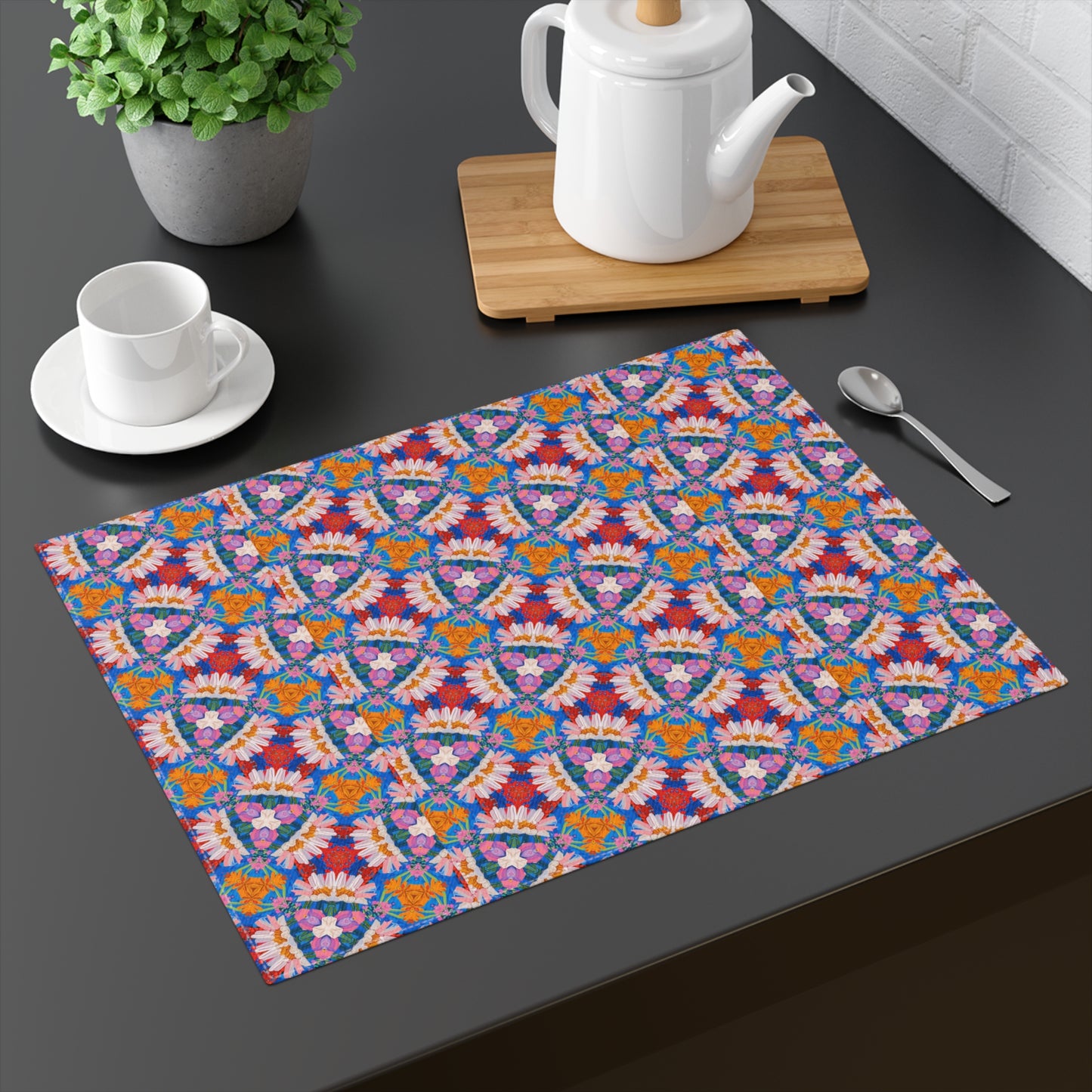 Prismatic Petal Paradise Placemat - 18" x 14".