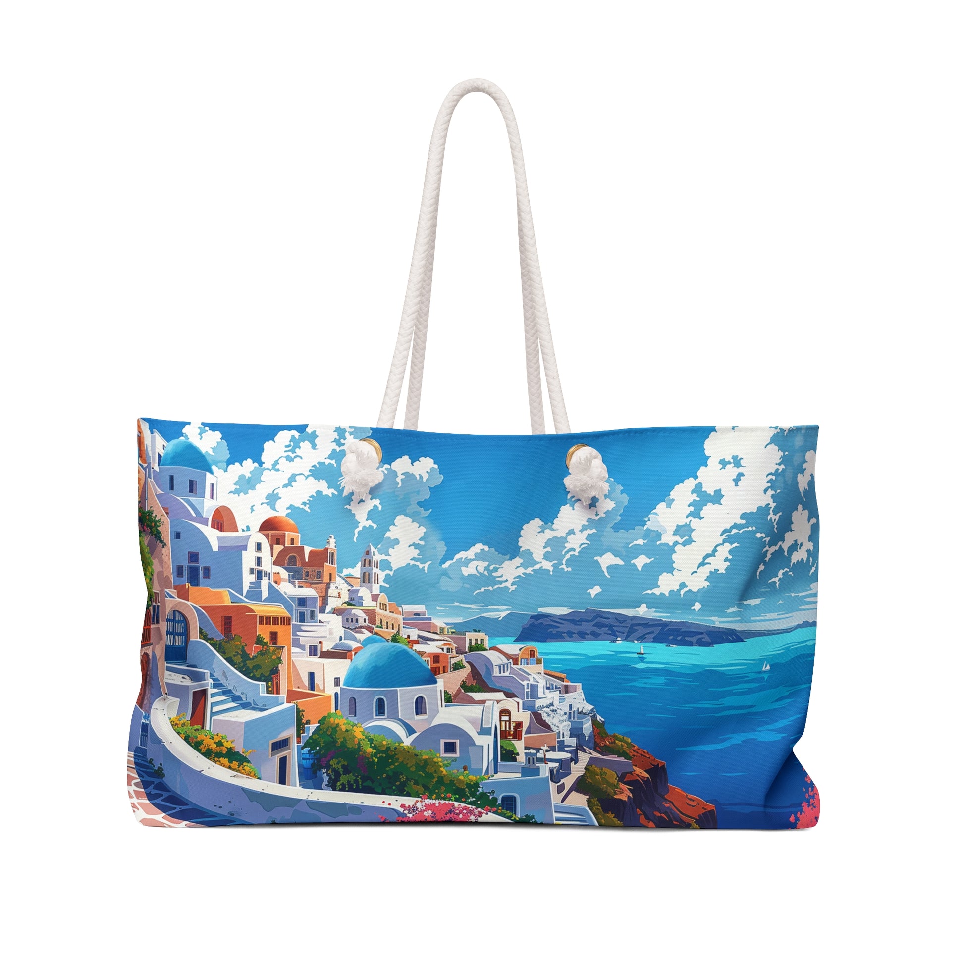 Santorini Serenity Weekender Bag - Carry a Piece of Paradise - Where Every Journey Feels Like a Greek Getaway!