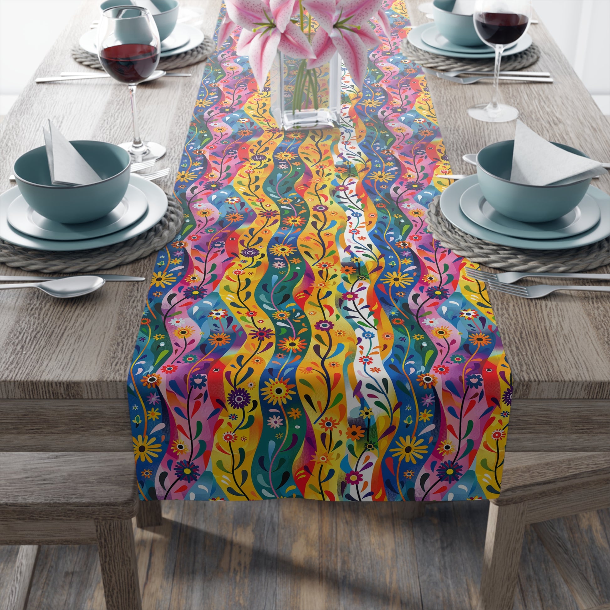 Floral Rhythms Table Runner - Add a Burst of Whimsy to Your Table with Floral Rhythms! Available in 2 sizes.