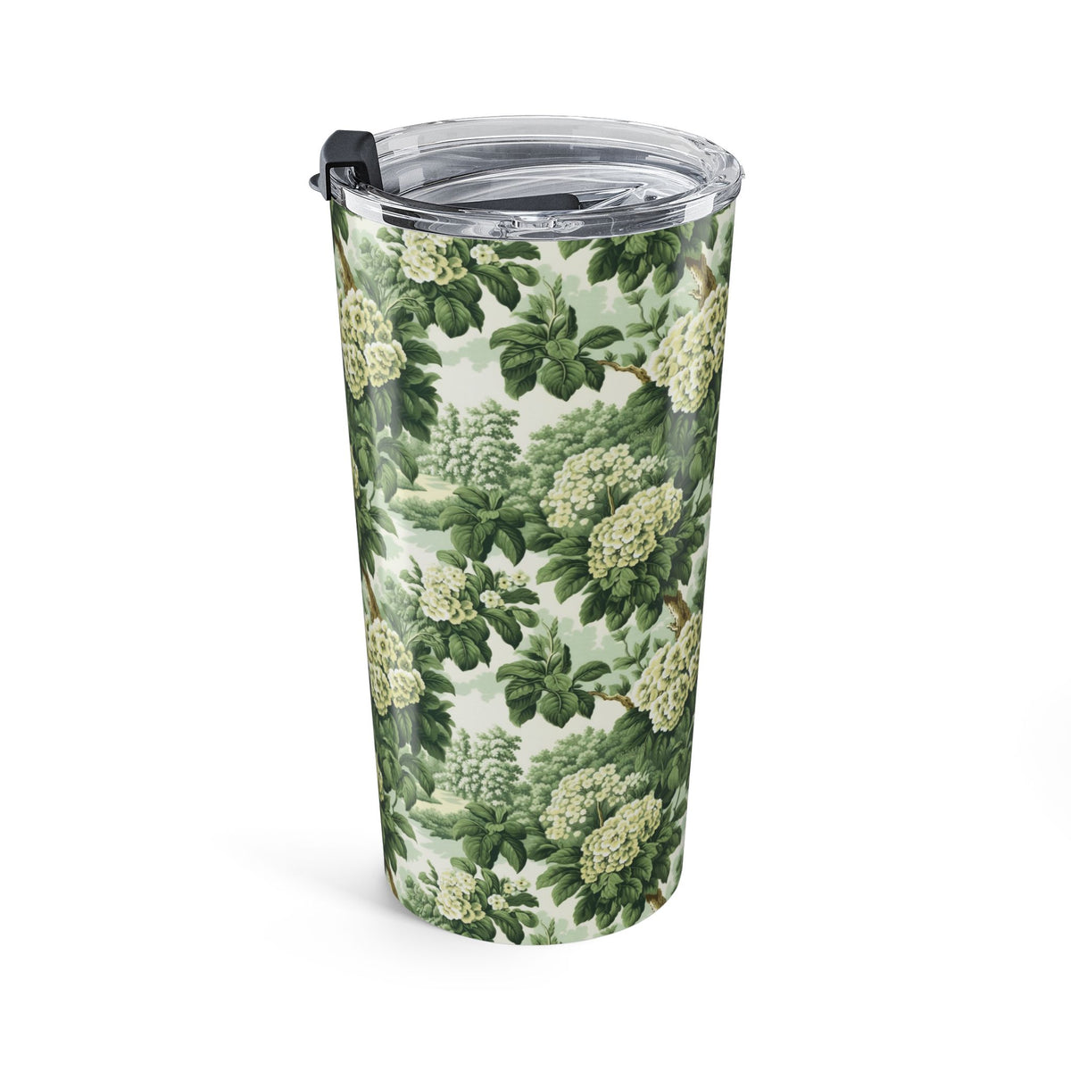 Vintage Green Hydrangea Insulated Tumbler - 20 oz. Stainless Steel, Glossy Finish