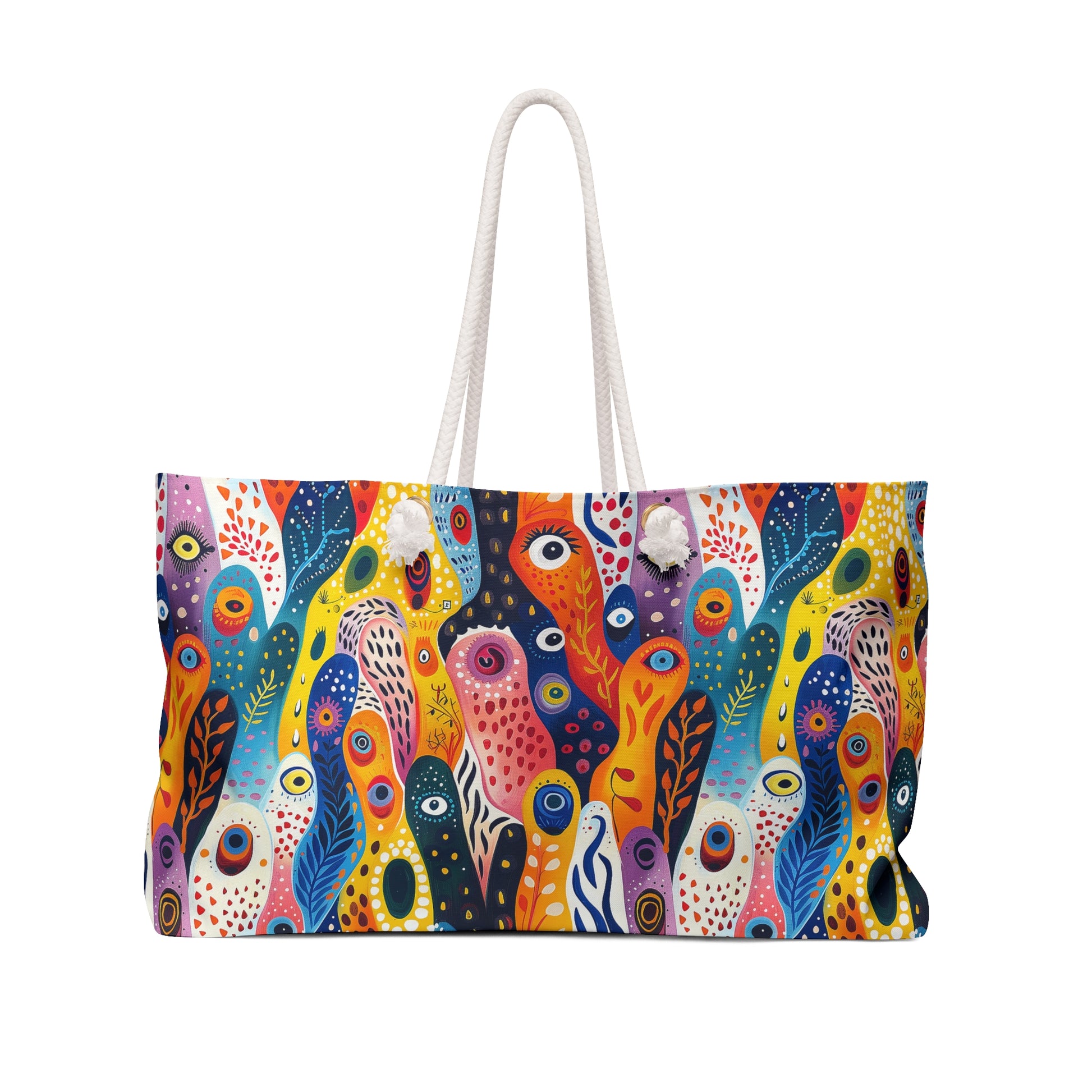 Whimsical Wavy Wonders Weekender Bag - Step into Surreal Style - Where Every Wave is a Playful Pop of Color!