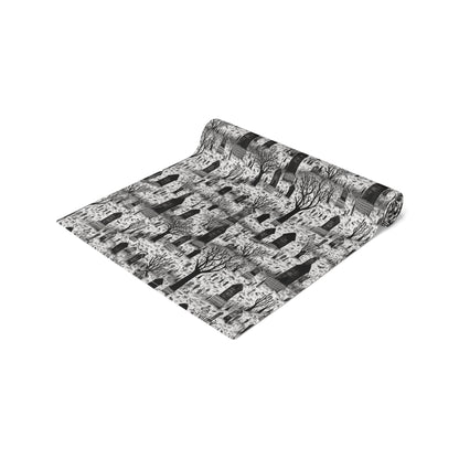 Spooky Gothic Cemetery Chic Halloween Table Runner - Cotton Twill - Available in 2 sizes: 16" x 72" and 16" x 90".