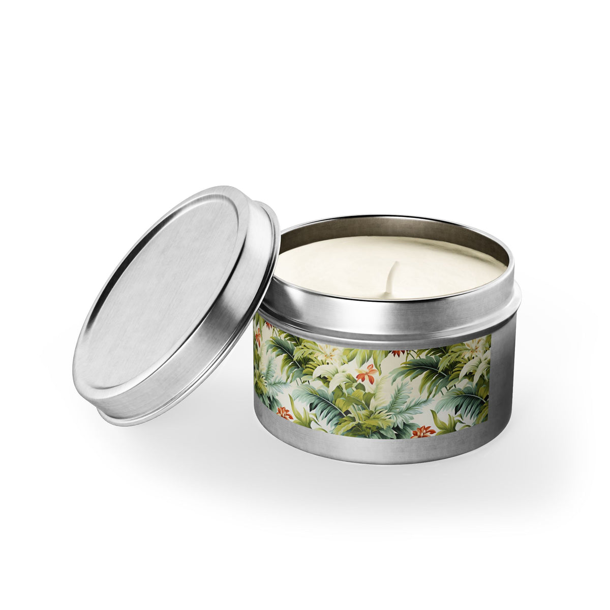 Tropical St. Lucia Palms Tin Candle. Island Serenity To Go. Available in 2 sizes, 3 finishes, and 5 scents.