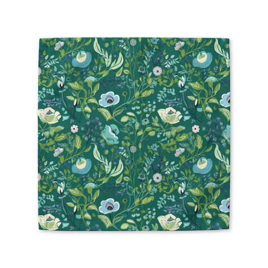 Serene Green Floral cotton twill napkin