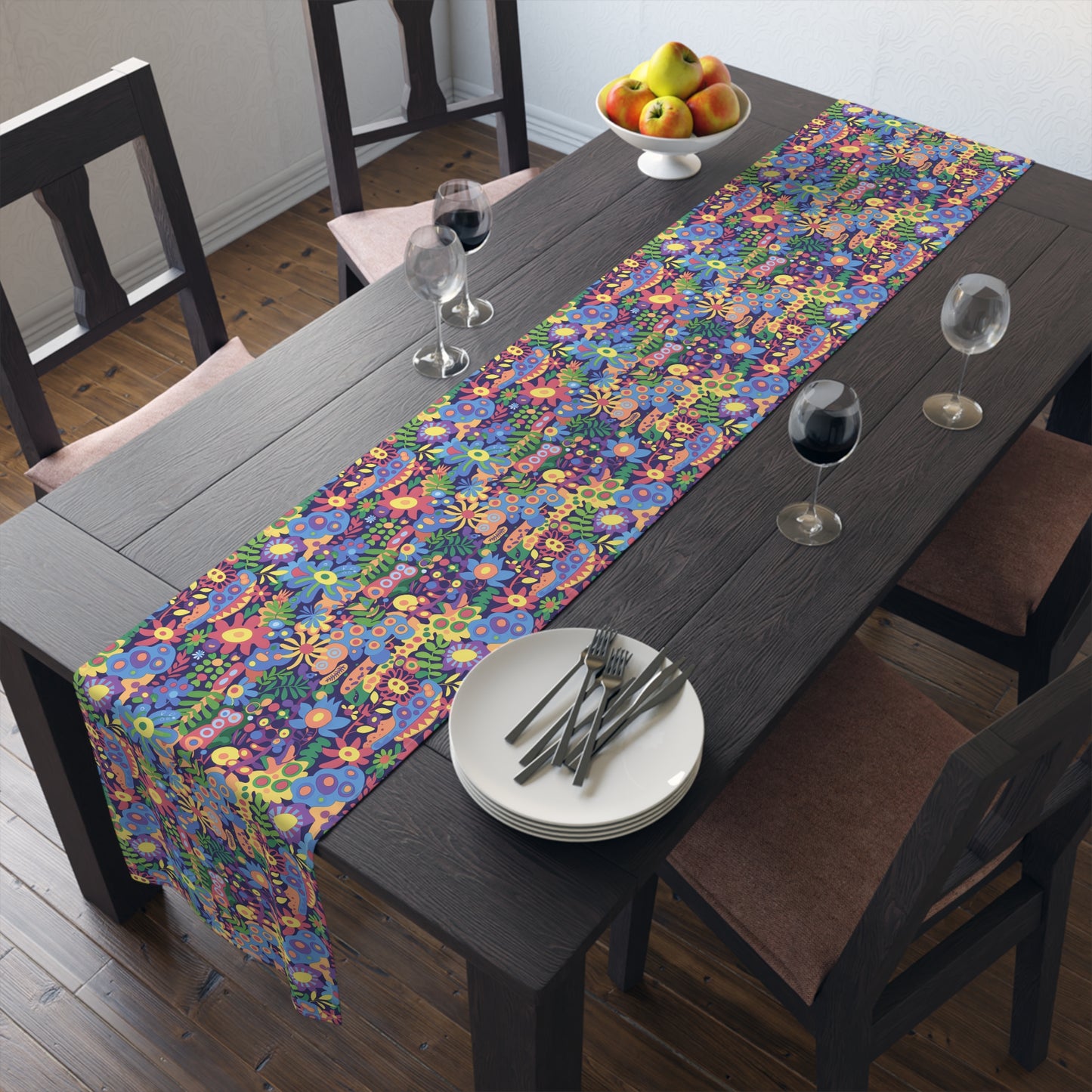 Groovy Garden Table Runner - Cotton Twill - Available in 2 sizes: 16" x 72" and 16" x 90".