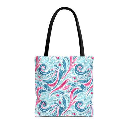 Teal Tide Twirl Tote Bag - Go Through Life with Coastal Charm! Available in 3 sizes.