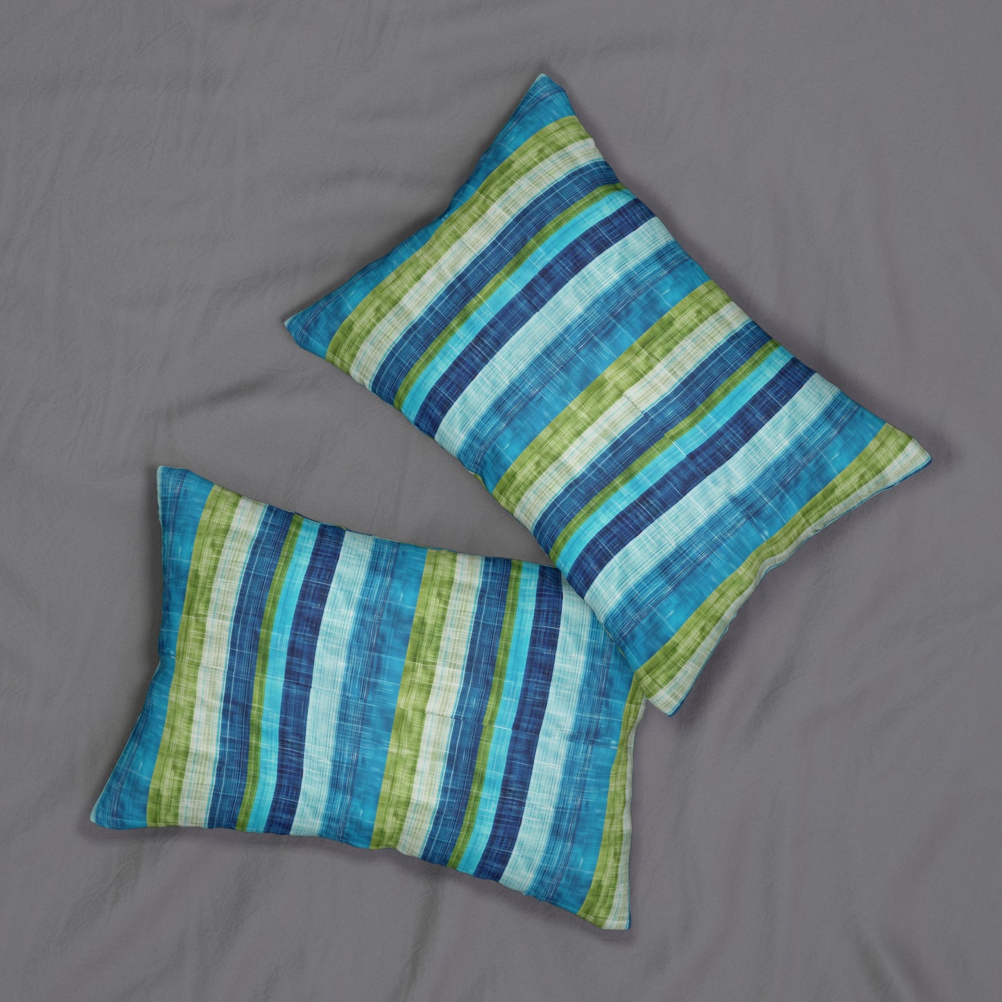 Ocean Whisper Stripes Lumbar Pillow - Spun Polyester - Double-Sided Print - Concealed Zipper - 20 x 14