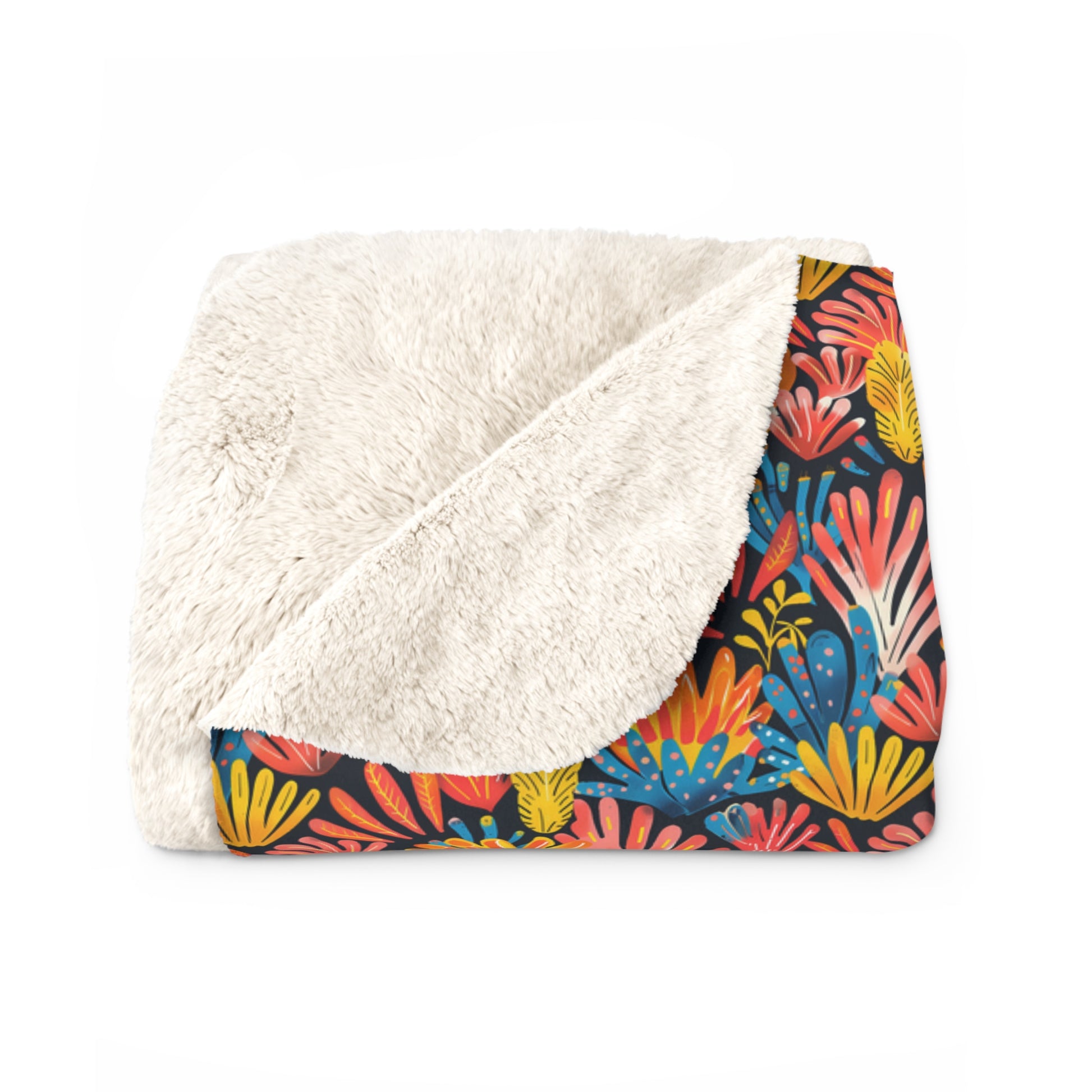 Coral Plume Sherpa Fleece Blanket - Wrap Up in Whimsy - Dive into Cozy Coral Comfort! Available in 2 sizes.