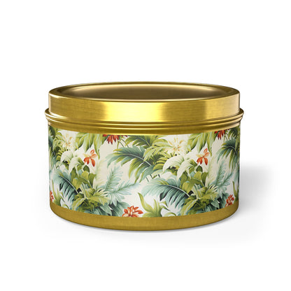 Tropical St. Lucia Palms Tin Candle. Island Serenity To Go. Available in 2 sizes, 3 finishes, and 5 scents.