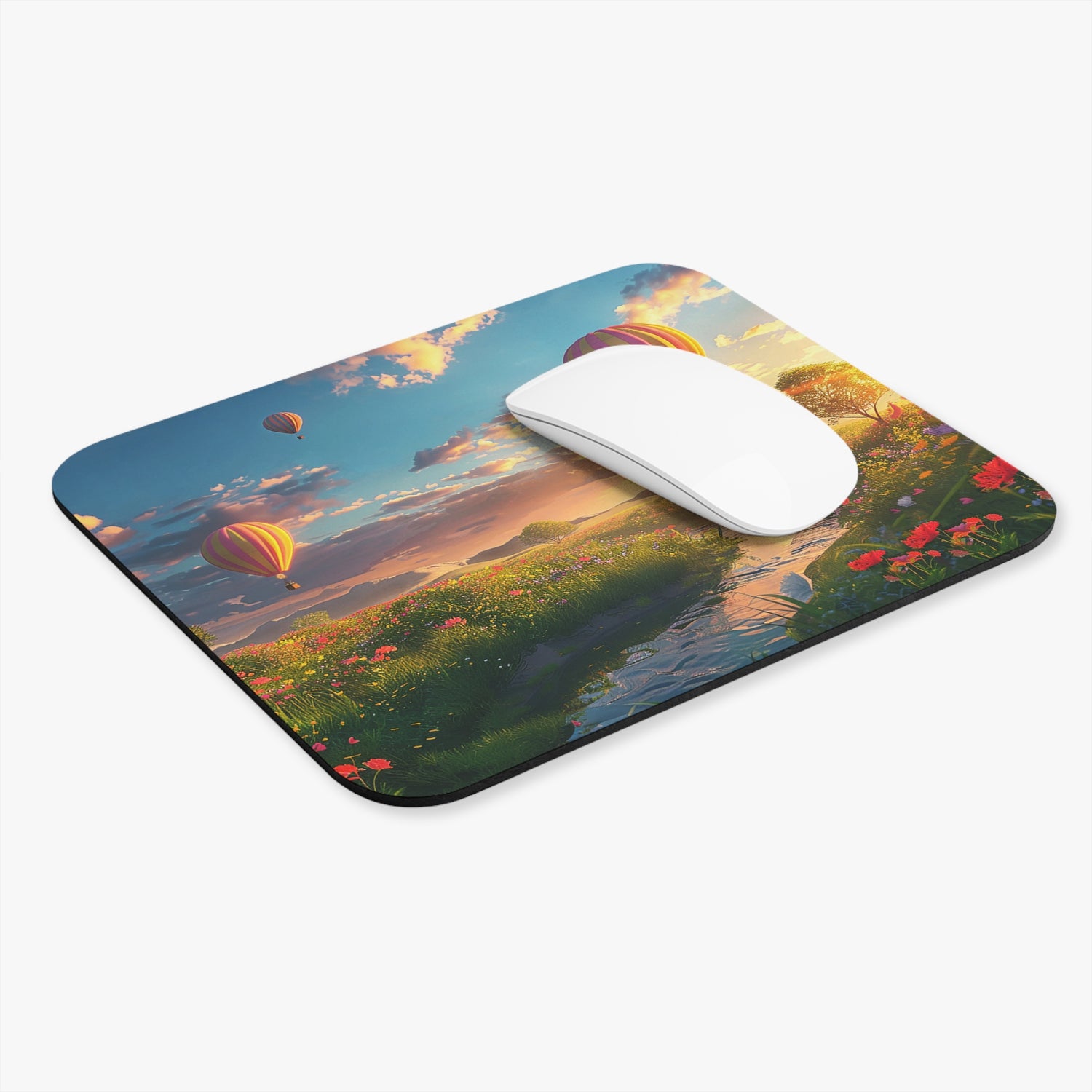 Hot Air Ballons at Sunrise Mouse Pad - Soar into Serenity with Every Click!