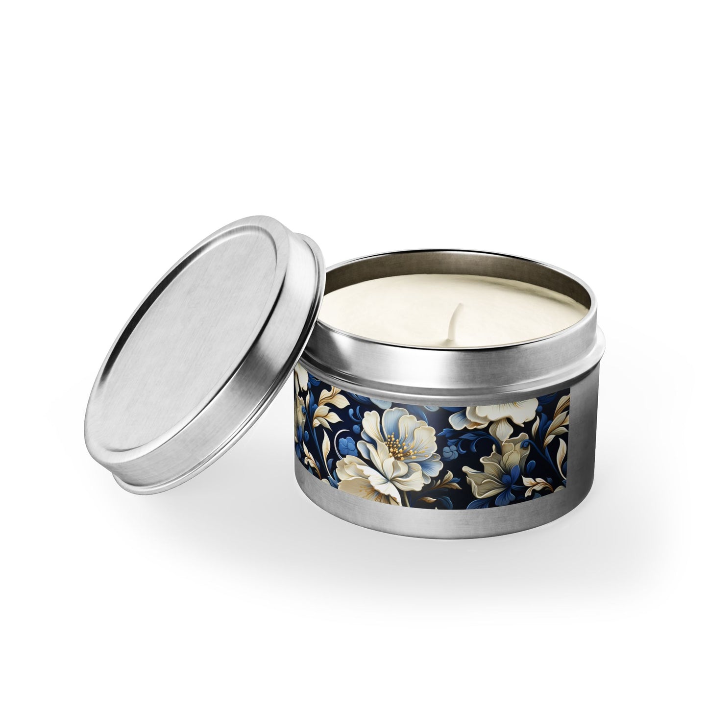 Whitman Floral Tin Candle. A Poet's Garden in a Tin. Available in 2 sizes, 3 finishes, and 5 scents.