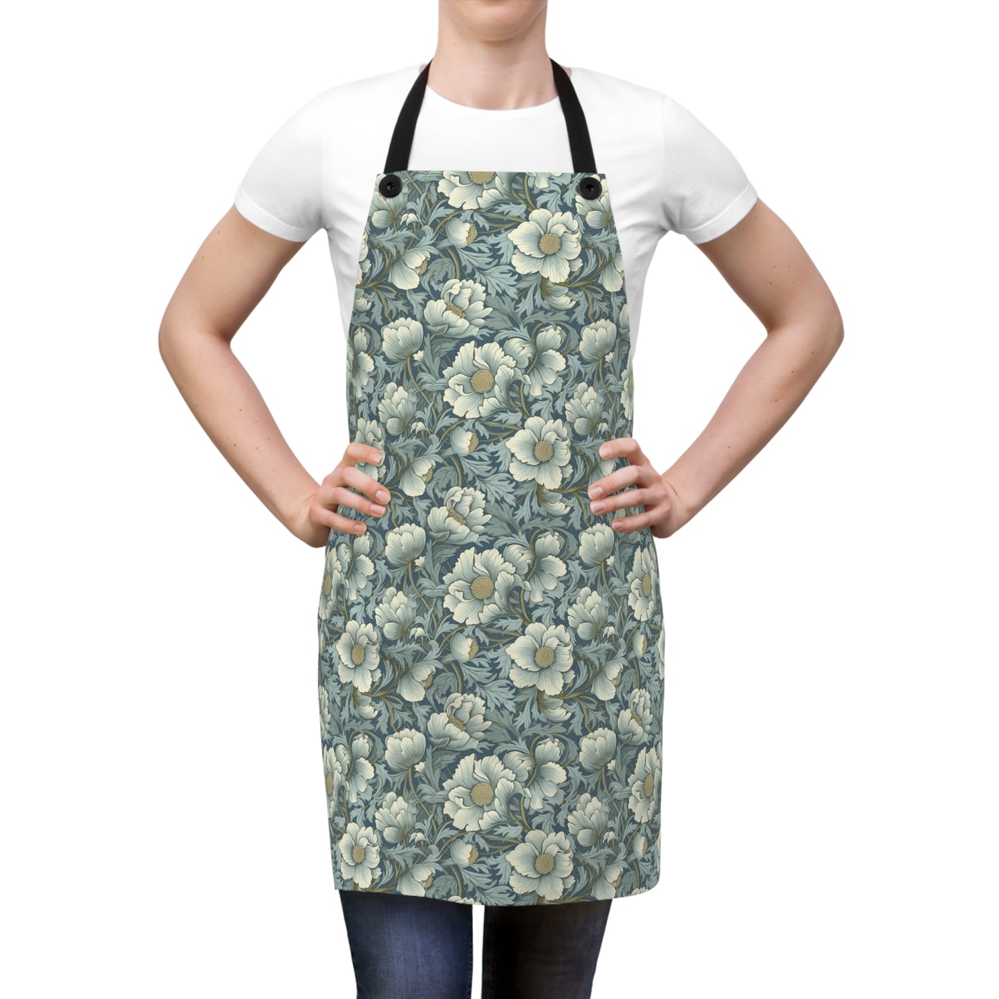 Timeless Teal English Garden Adult Apron