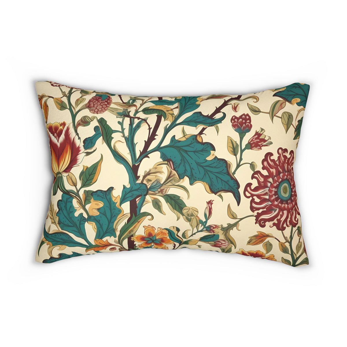 Baroque Fall Floral Tapestry Lumbar Pillow - Spun Polyester - Double-Sided Print - Concealed Zipper - 20" x 14"